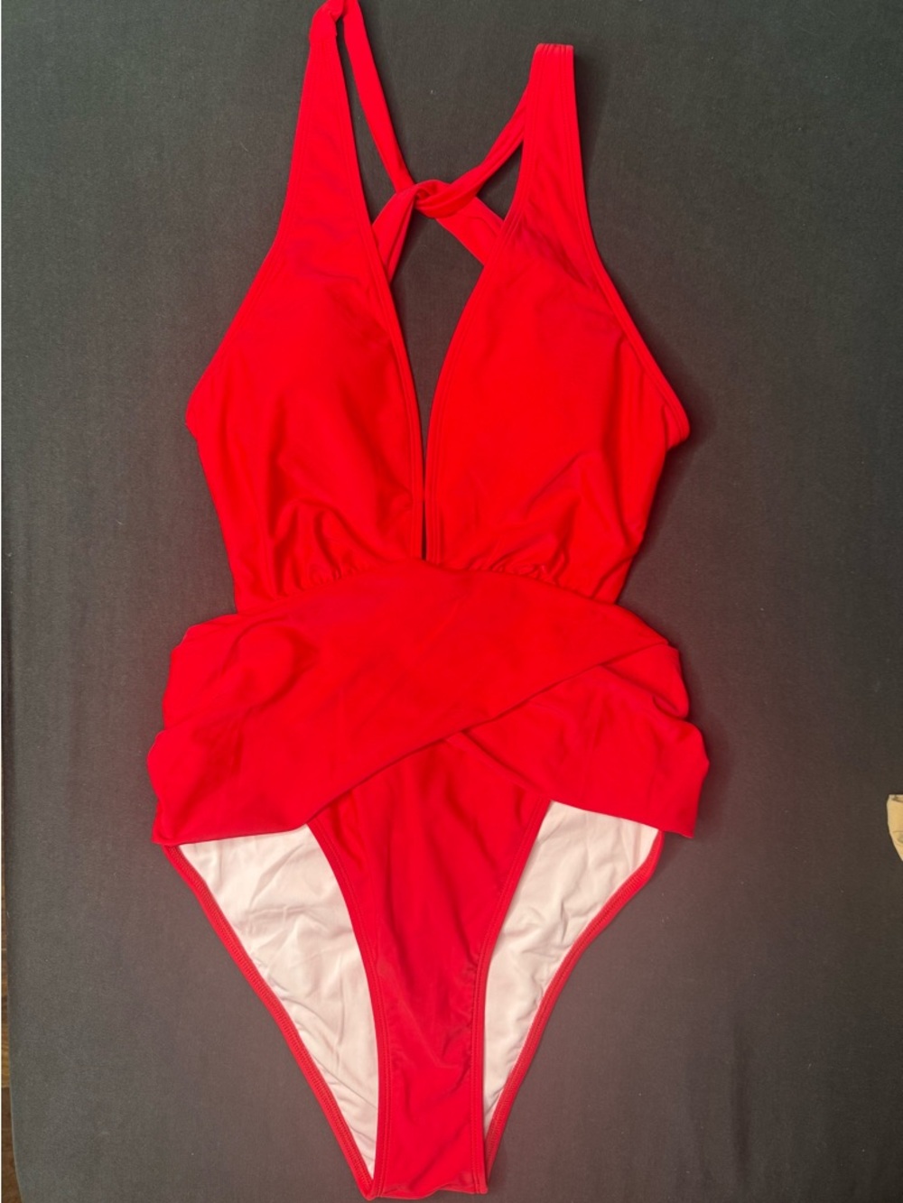 Red Twist-Front One-Piece Swimsuit size L